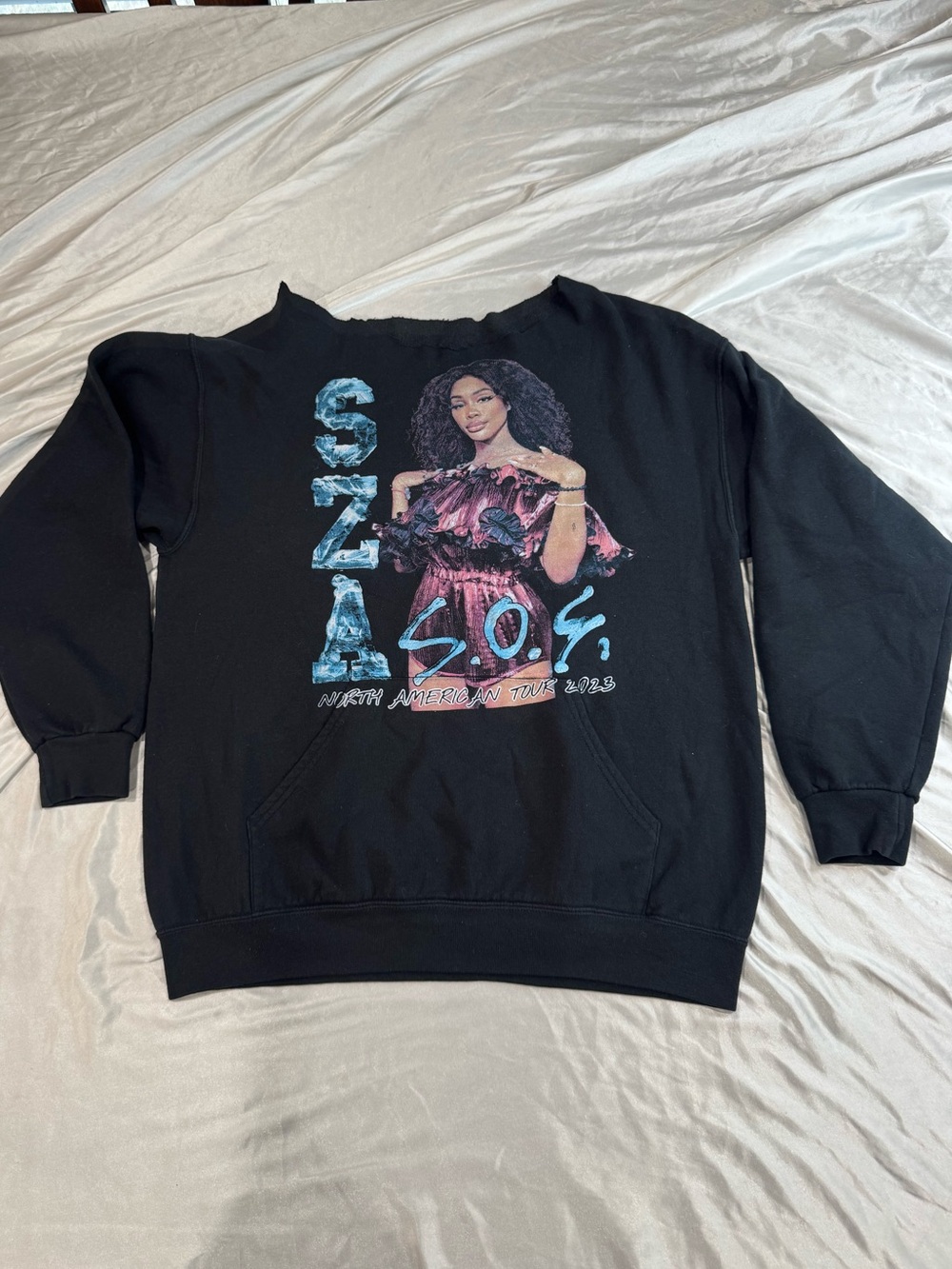 SZA SOS 2023 North American Tour Sweatshirt Cut Neckline